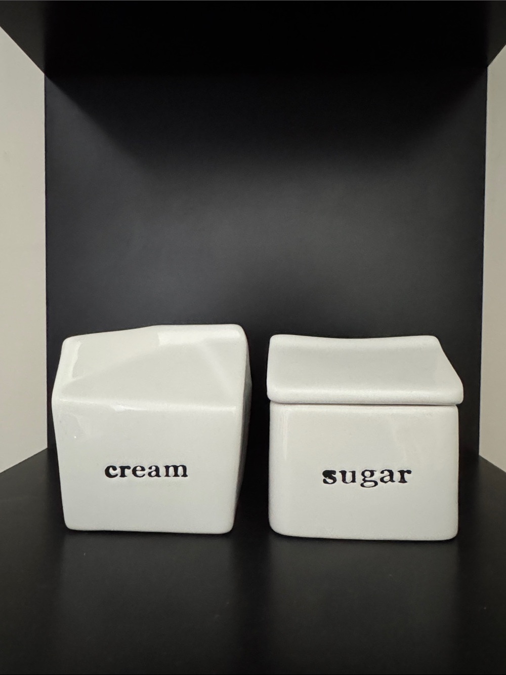 White Ceramic Cream and Sugar Set Farmhouse rustic